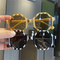 Kids Sunglasses Plaid Frame Striped Party UV Protection