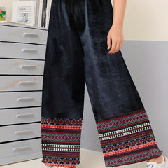 Boho Pants Women's Plus Tribal Print Wide Leg Pants