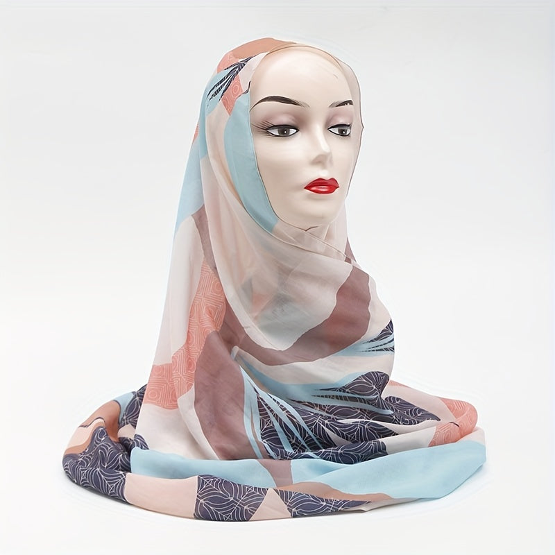 Boho Geometric Print Scarf Hijab Vintage Block Shawl Casual Head Wrap