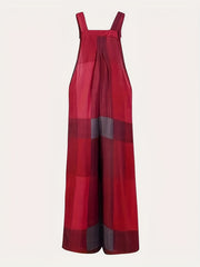 Hippie Patchwork Jumpsuit Casual Squared Neck Long Length One Piece Jumpsuit