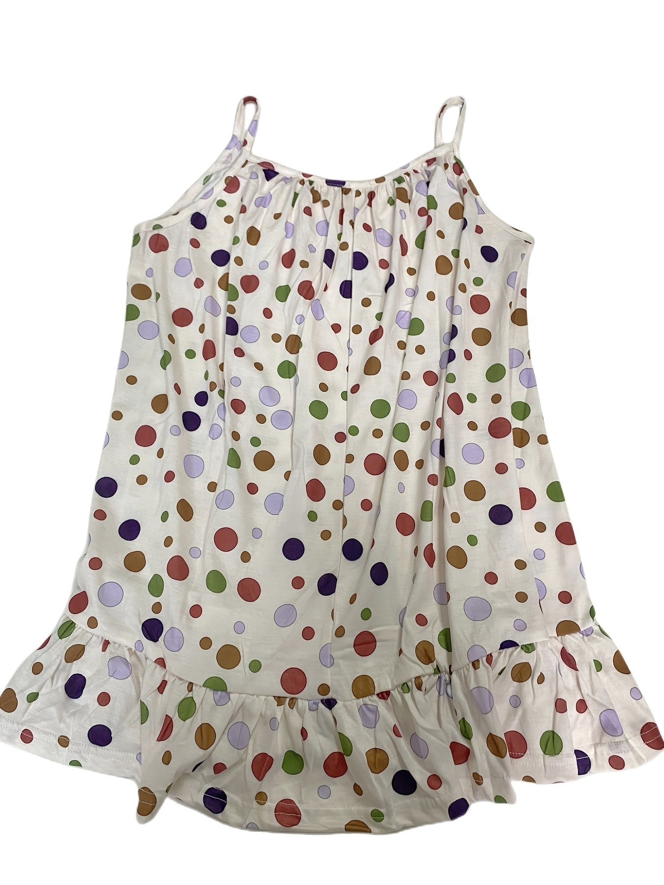 Polka Dot Cami Top Sleeveless Crew Neck Spaghetti Strap