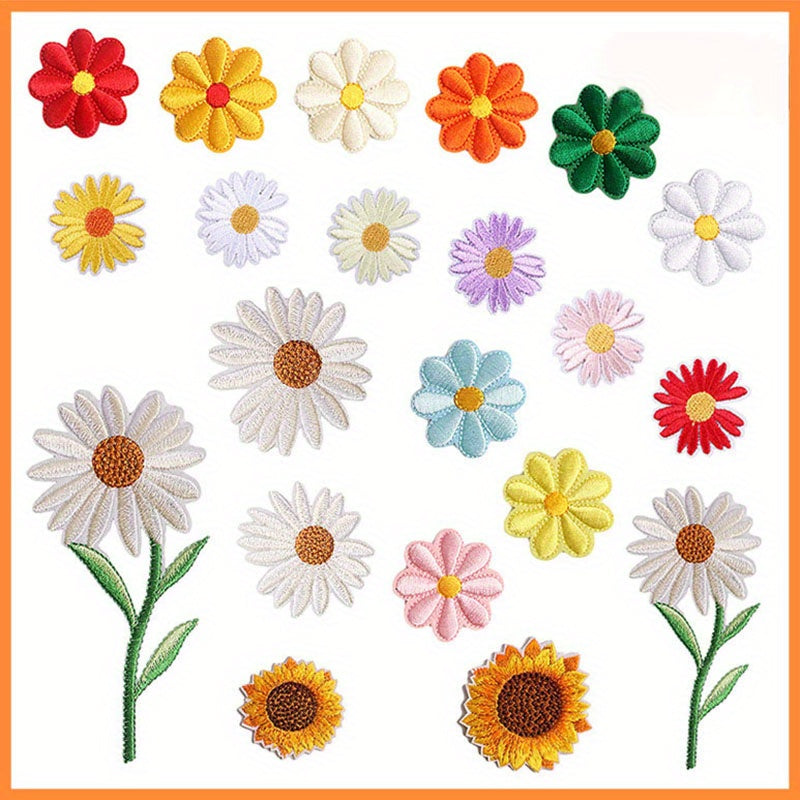 Sunflower Daisy Flower Patches Sew Iron On Embroidered Appliques DIY