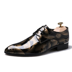 Men Pointed Toe Oxford Shoes Lace Up Dress Shoes For Wedding