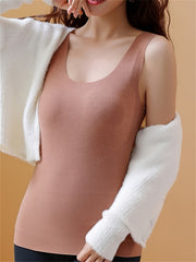 4pcs Seamless Thermal Underwear Crew Neck Sleeveless Top