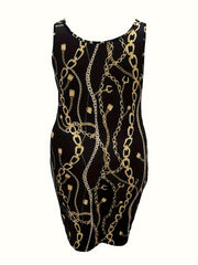 Chain Print Scoop Neck Tank Dress
