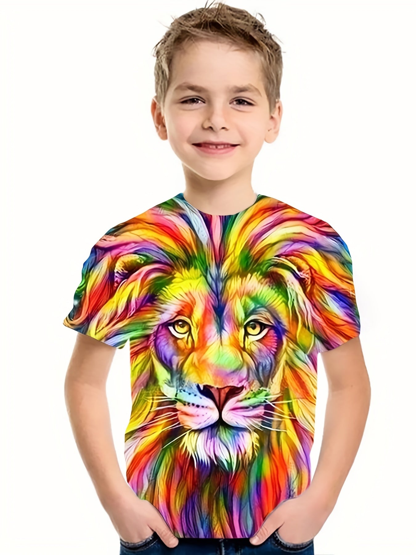 Colorful Lion Graphic T shirt for Boys