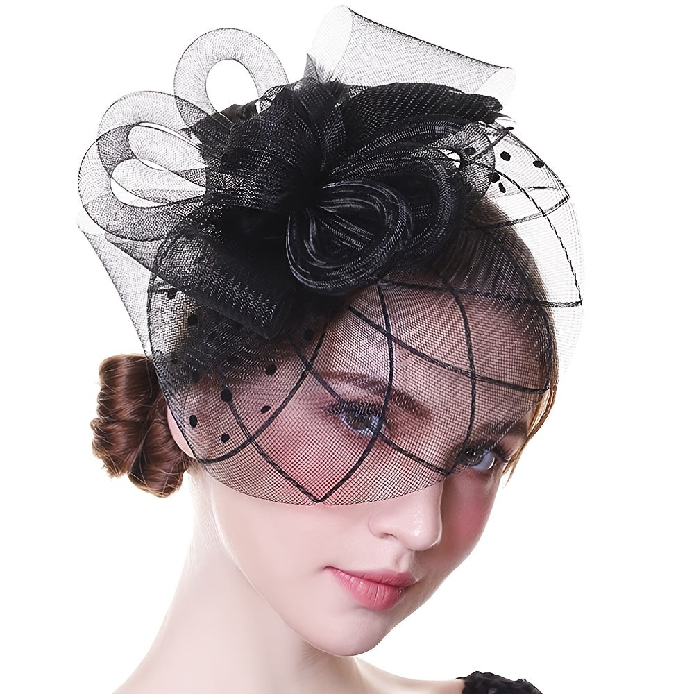 Mesh Flower Tea Party Fascinator Hat for Women