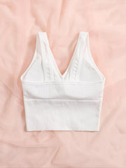 Ribbed Tank Top V Neck Backless Cami Sexy Lingerie Underwear