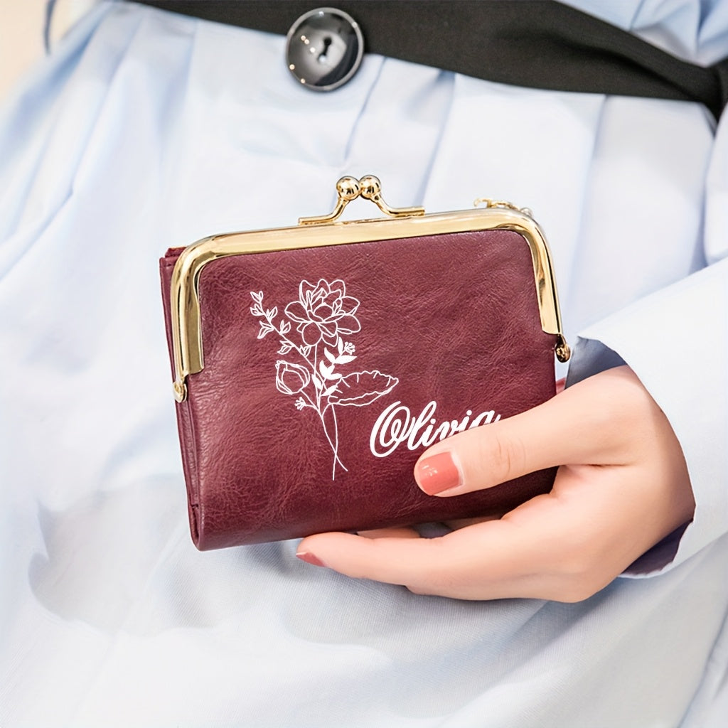Personalized Floral Name Wallet for Women Custom Birth Month & Name