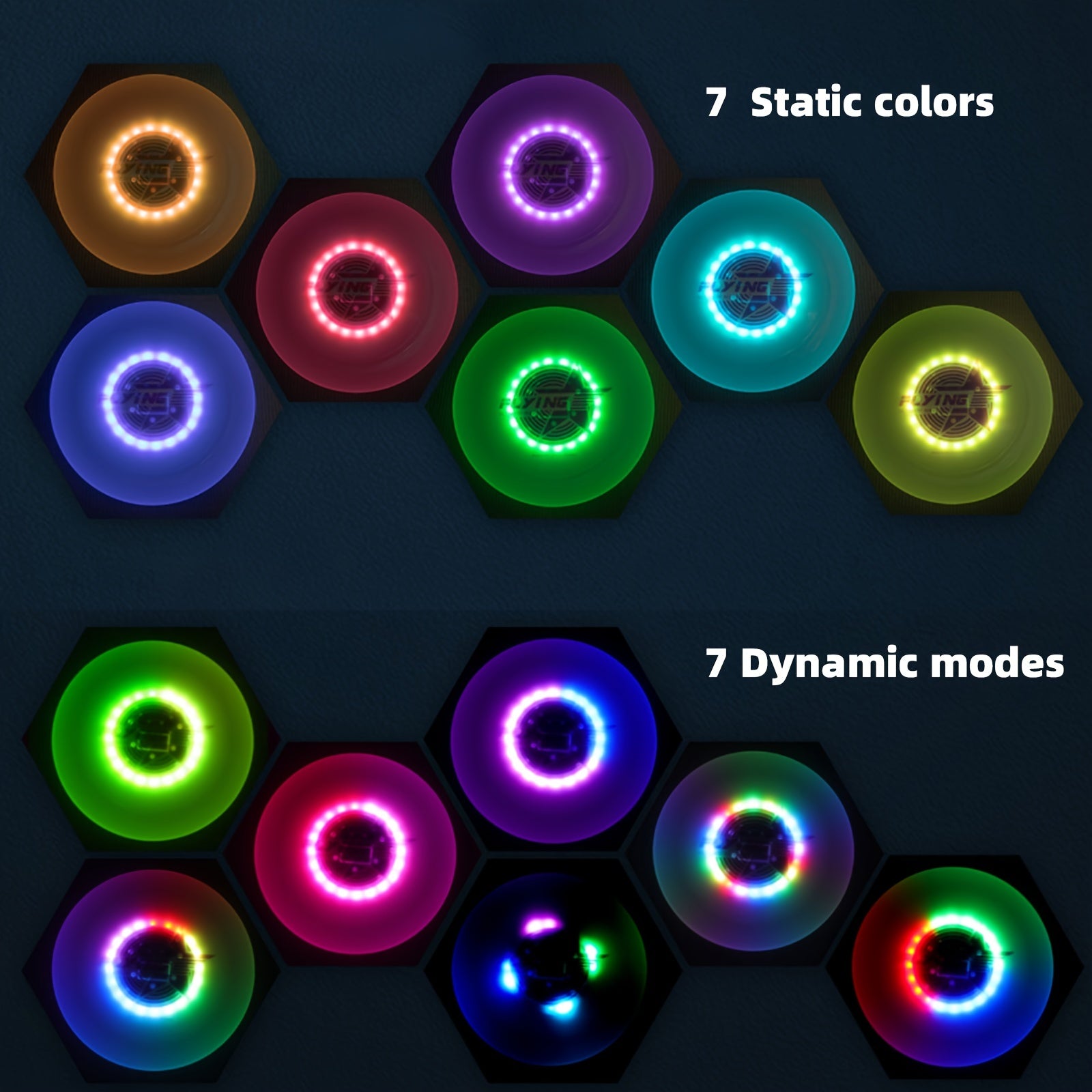 Glow In The Dark LED Flying Disc 7 Modes 7 Colors Waterproof