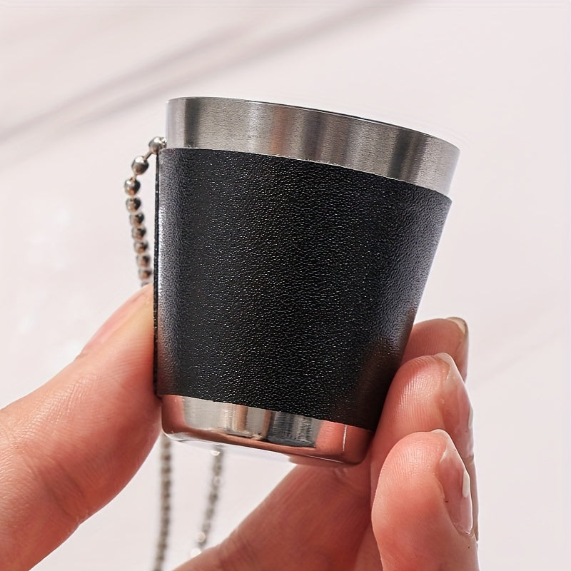 4-Pack 30ML Stainless Steel Cups with Beads Chain - Portable Small Wine Glass