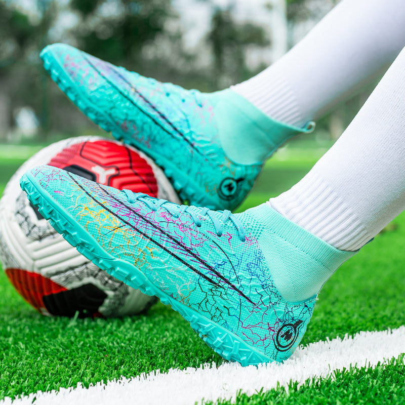 Colorful Anti Slip Turf Spikes Soccer Shoes Lightweight Cleats