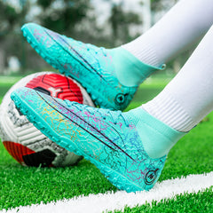 Colorful Anti Slip Turf Spikes Soccer Shoes Lightweight Cleats