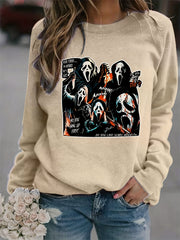 Halloween Sweatshirt Crew Neck Women's Clothing