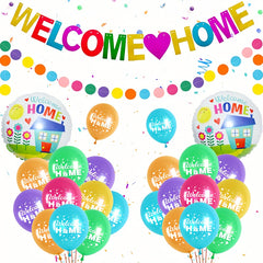 33pcs Welcome Home Party Decorations Glitter Banners Garland Balloons