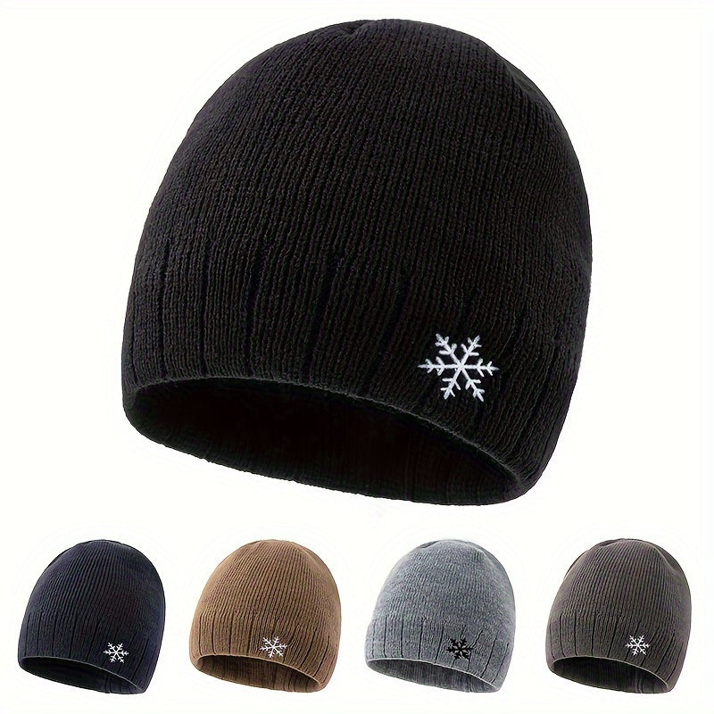 Snowflake Knit Cap Winter Ear Protection Hat Warm Beanie