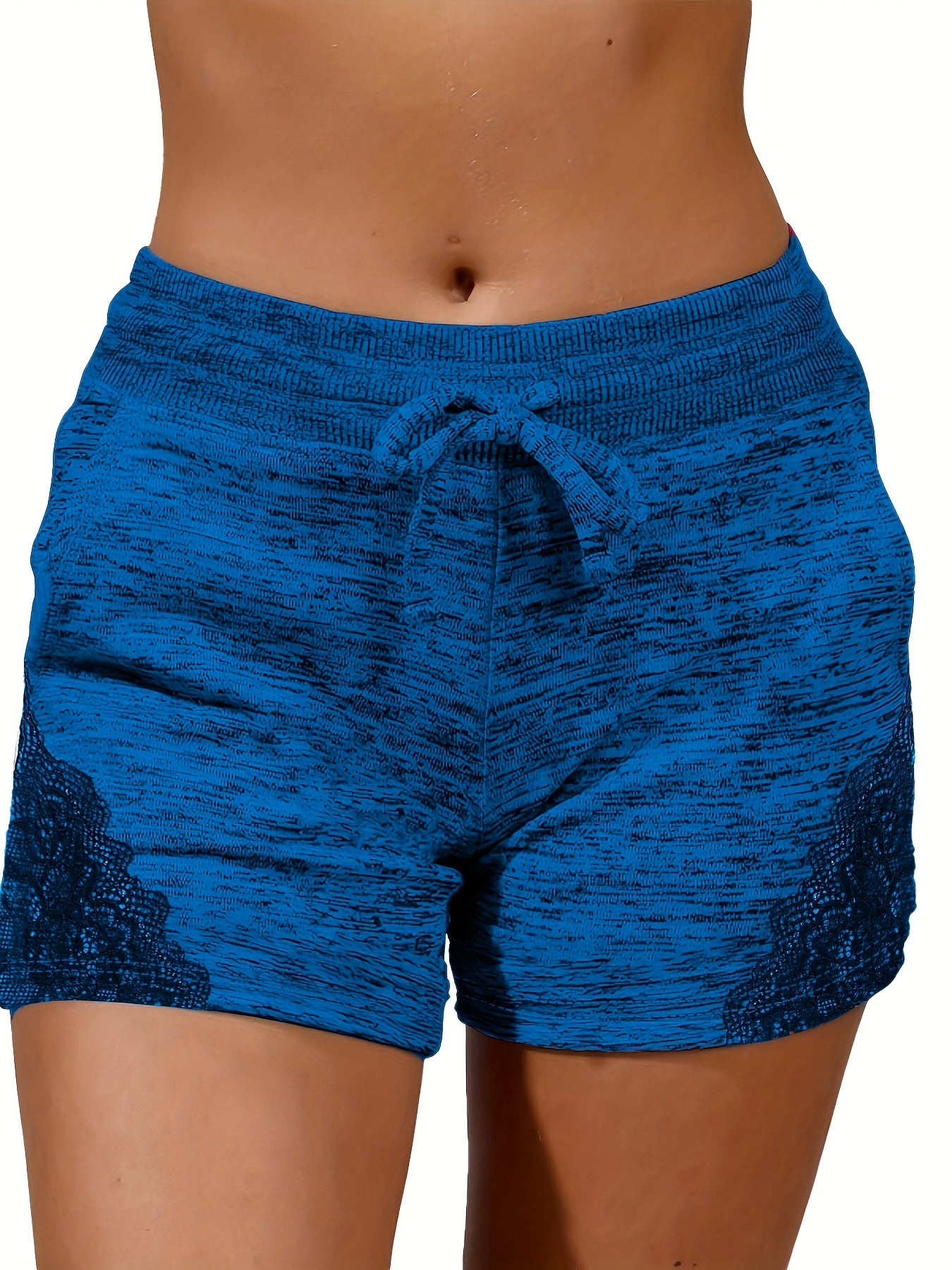 Lace Contrast Summer Loose Shorts Casual Pockets Beach Shorts