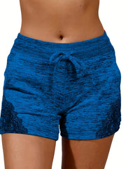 Lace Contrast Summer Loose Shorts Casual Pockets Beach Shorts