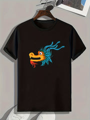 Dragon Pattern Print Men's Sports T-Shirt - Comfy & Stylish Tee