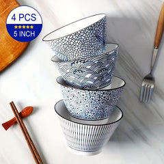 Japanese Style Ceramic Bowl Set for Ramen Noodles and Soup