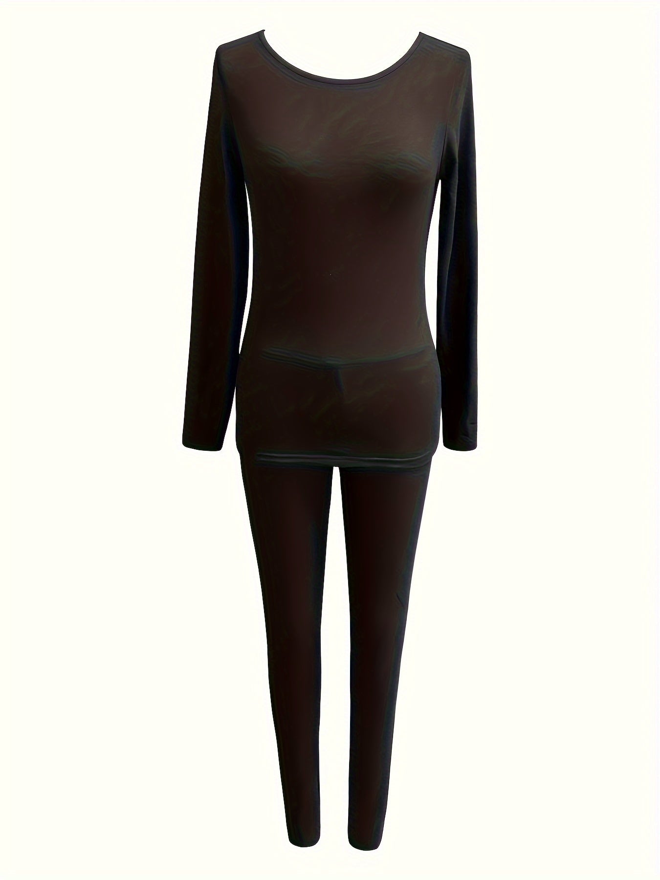 2Pcs Thermal Underwear Set Long Sleeve Tee & Casual Pant Activewear
