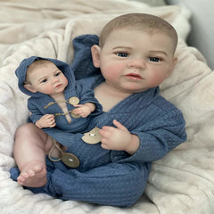 Adorable Full Body Vinyl Reborn Boy Doll with Hand Painted Hair