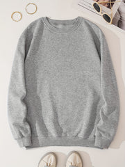 Women's Solid Pullover Sweatshirt Crew Neck Casual Long Sleeve