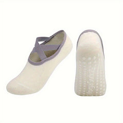 Women's Non-Slip Cross Strap Yoga Socks Breathable Dance Training Socks