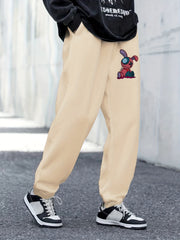 Men's Graffiti Rabbit Toy Pattern Printed Trousers With Pockets