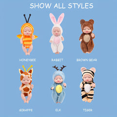 6 Mini Children's Dolls with Washable Animal Costumes