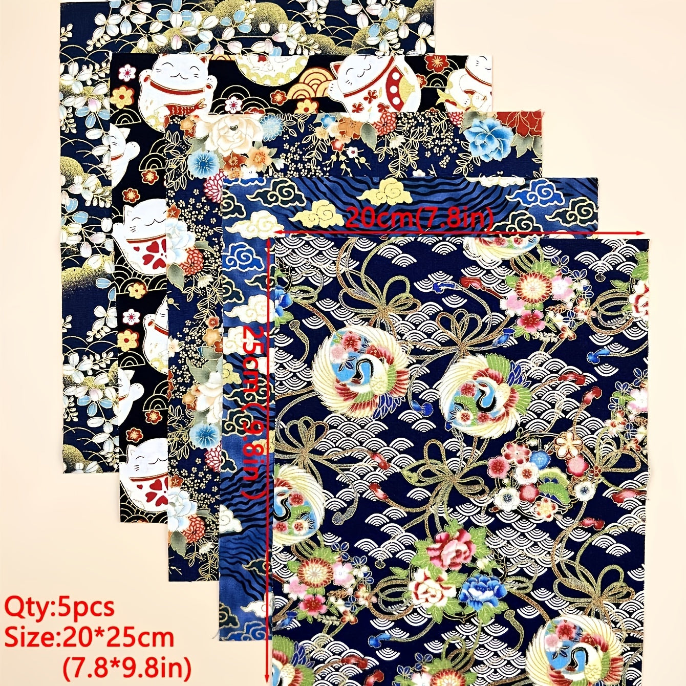5pcs Cotton Fabric Bundles for DIY Patch Sewing