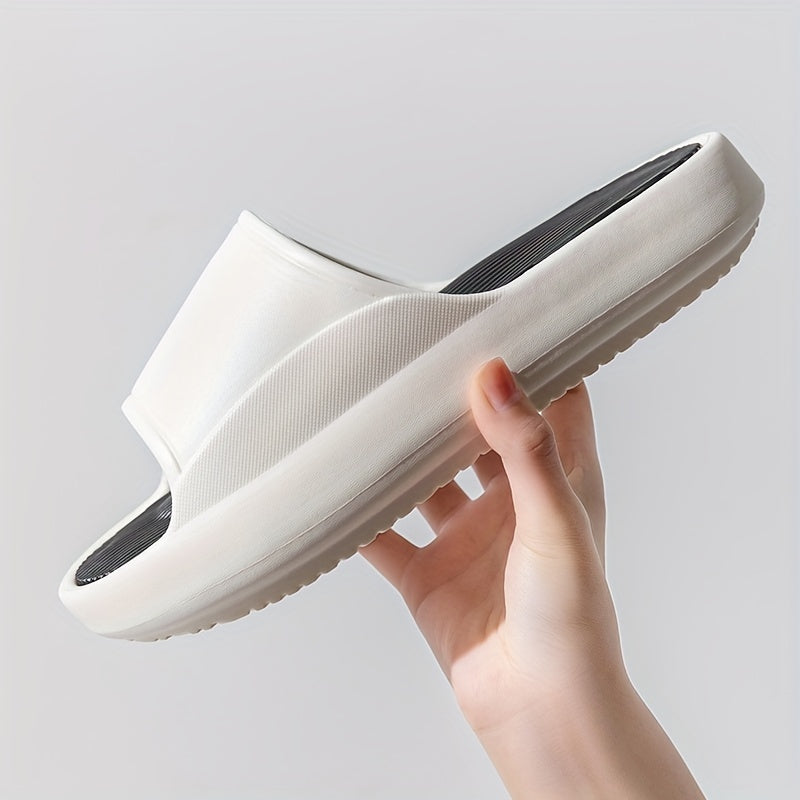 Men's Block Slip On Platform Slides Unisex Open Toe Slippers