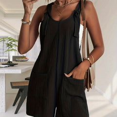 Casual Patched Pockets Romper Jumpsuit for Women