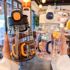 680ml Transparent Straw Water Cup Large Capacity Portable Plastic Bottle