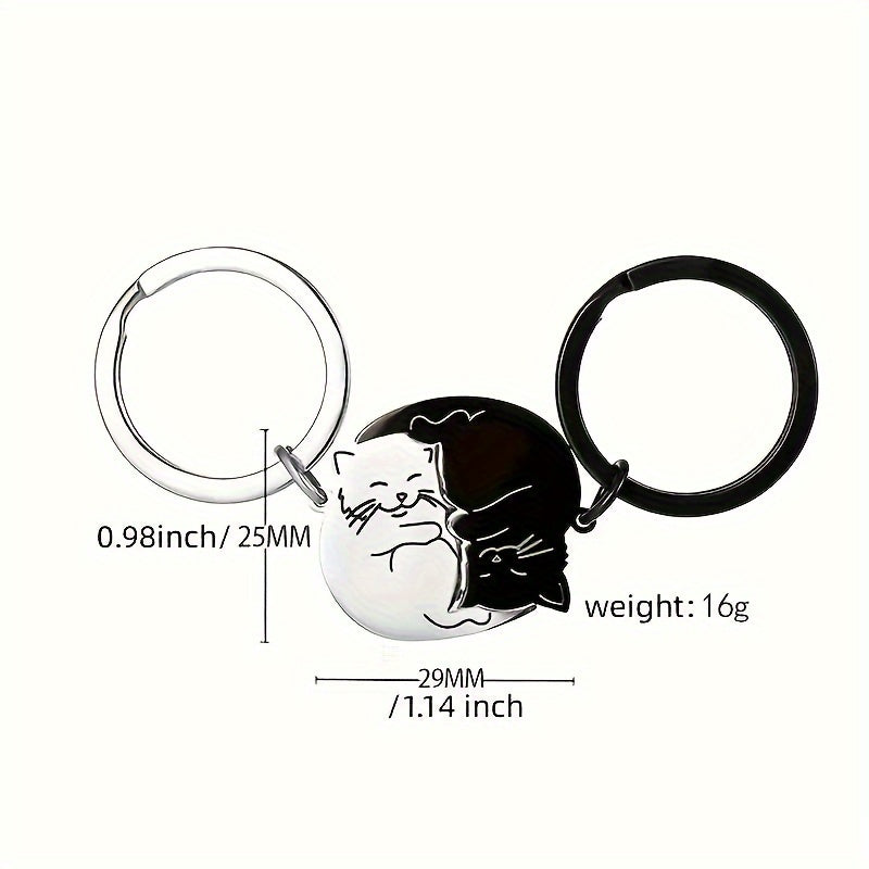 Cat Couple Keychain Pendant Decoration for Car Keys Backpacks Wallets