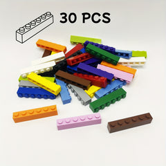 30pcs Multicolor Blocks 1x6 Studs Hole Small Building Block Toy