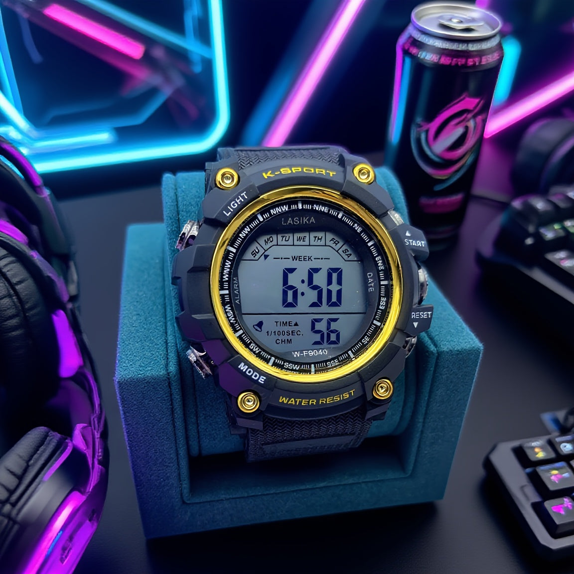 Boys Waterproof Timer Watch Alarm Clock Luminous Display Sports Student Watches