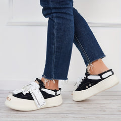 Women's Canvas Lace-Up Walking Shoes Outdoor Sneakers