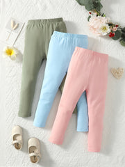 3pcs Toddler Girls Elastic Waist Leggings Set Spring Summer Clothes