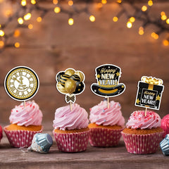 8pcs Year Cake Insert Flags Holiday Scene Decor Set