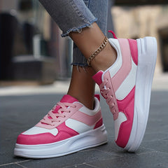 Women's Colorblock Casual Sneakers Low Round Toe Soft Shoes