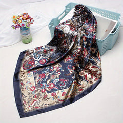 Boho Paisley Print Square Scarf Vintage Satin Bandana Neckerchief