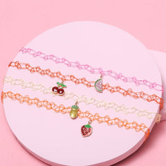 4pcs Girls Fruit Pendant Necklace Decorative Accessories Holiday Gift