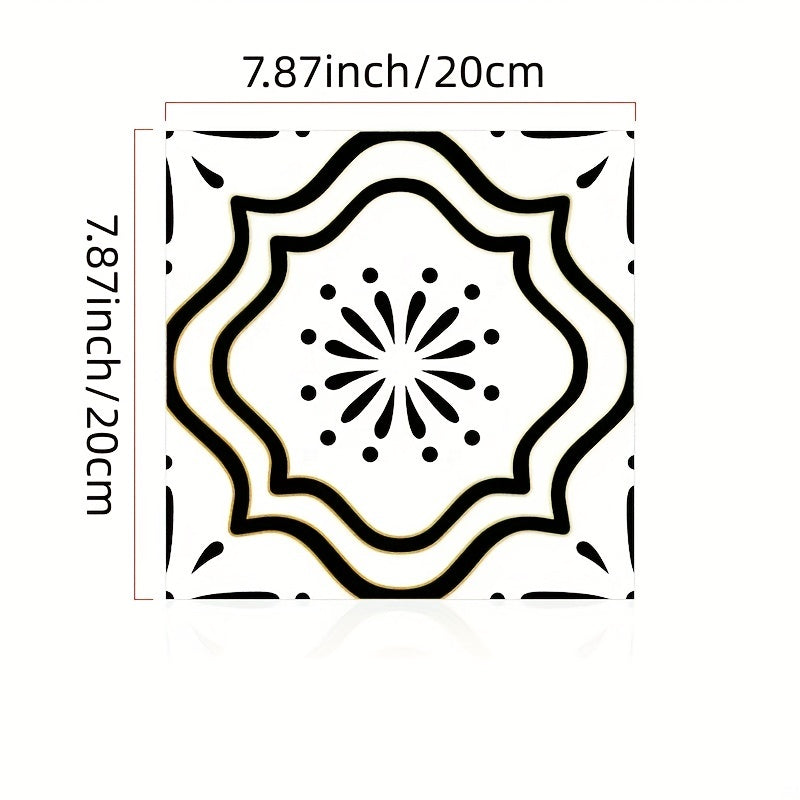 10pcs Grey Flower Floor Tiles Peel & Stick PVC Waterproo...