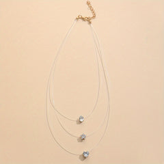 Retro Zircon Necklace Star Water Drop Pendant Clavicle Chain