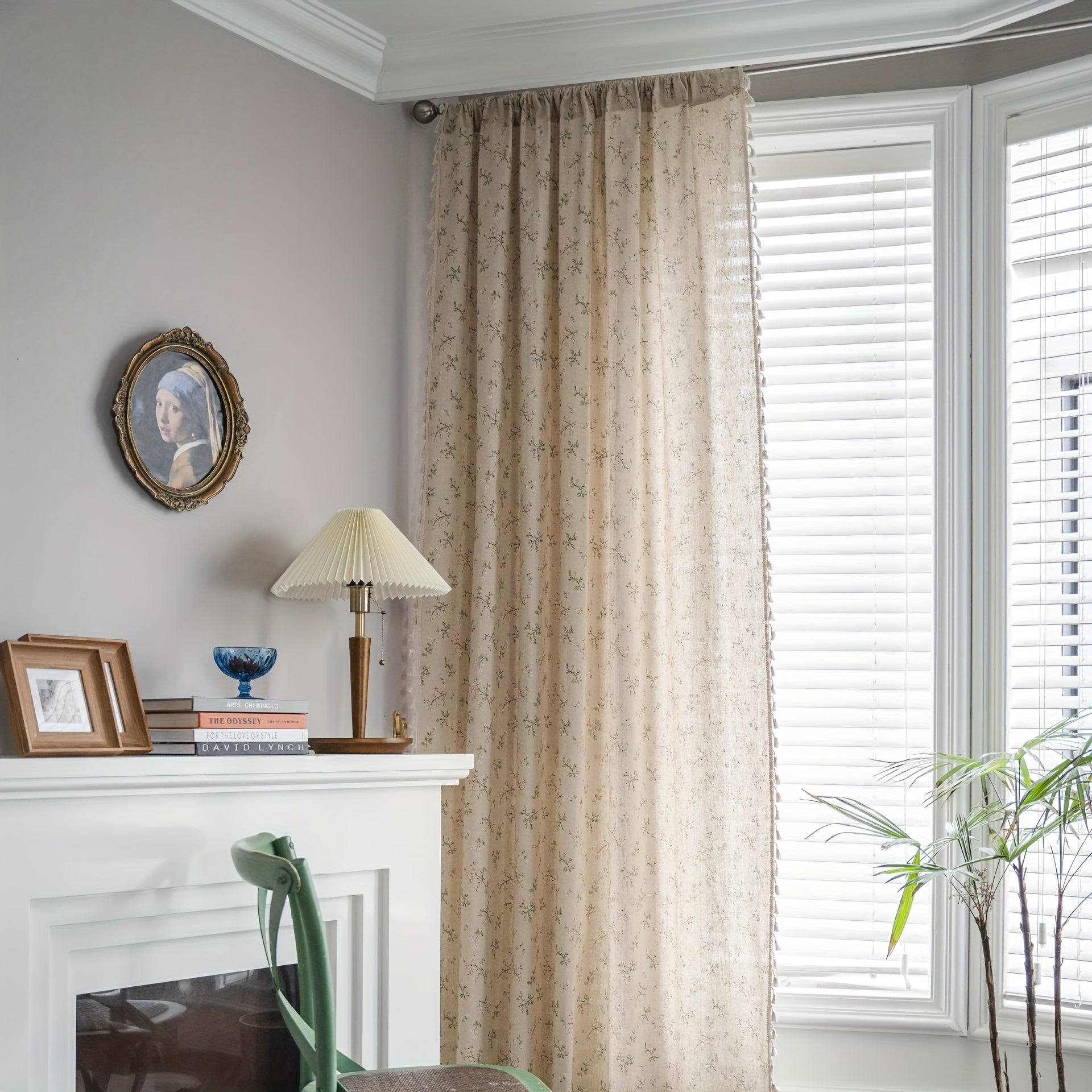Floral Farmhouse Curtains with Tassel Semi Blackout Living Room Drapes