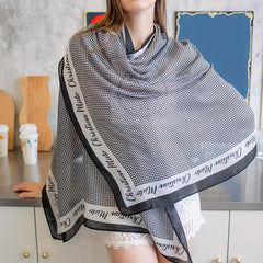 Houndstooth Print Satin Square Scarf Bandana Neckerchief Head Wrap
