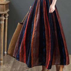Women's Plus Size Colorblock Striped Maxi Skirt