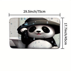 Panda Shower Curtain Set with Rings & Floor Mat - Modern Bathroom Accessory