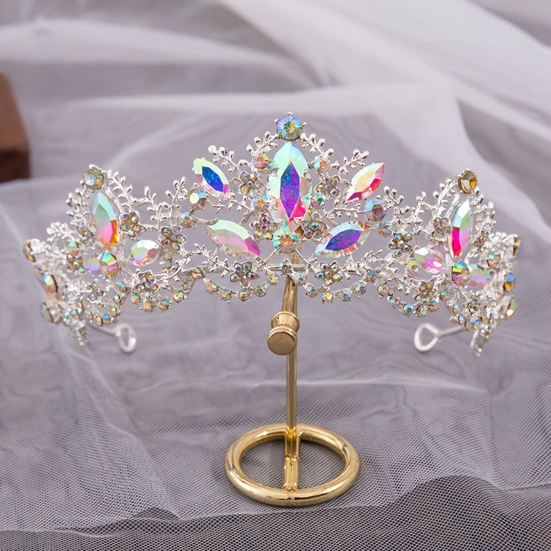 Colorful Rhinestone Crown Headband Tiara Wedding Hair